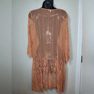 Iris Boho Lace Crochet Tangerine Orange Floral Coverup sz L